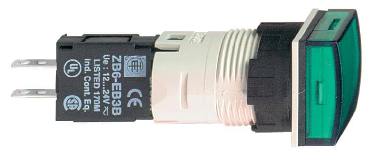 SE XB6 Лампа сигнальная 12-24V 16мм зеленая, квадратная с подсветкой XB6CV3BB — миниатюра 2