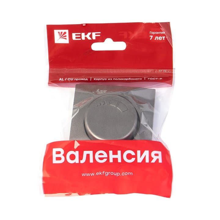 EKF PROxima Валенсия лицевая панель светорегулятора 600W 220В графит — миниатюра 2
