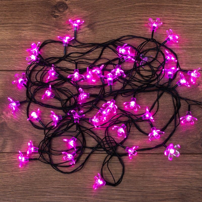 NEON-NIGHT Гирлянда светодиодная "Цветы Сакуры" 50 LED РОЗОВЫЕ 7 метров с контроллером 303-038