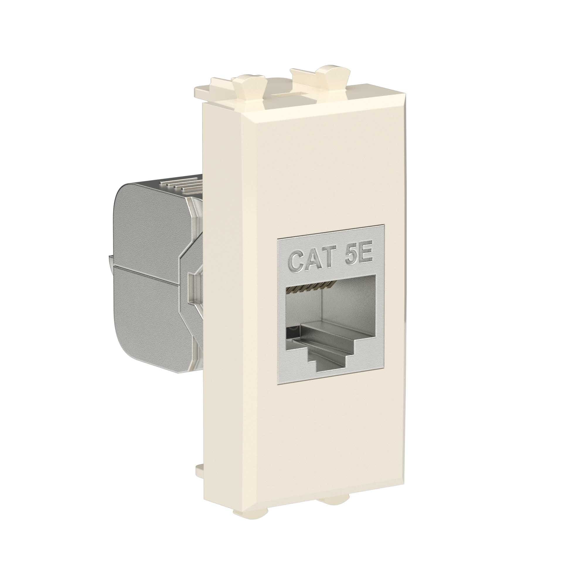 DKC Компьютерная розетка RJ-45 без шторки модульная, кат.5е экранированная, "Avanti", "Ванильная дымка", 1 модуль — миниатюра 2