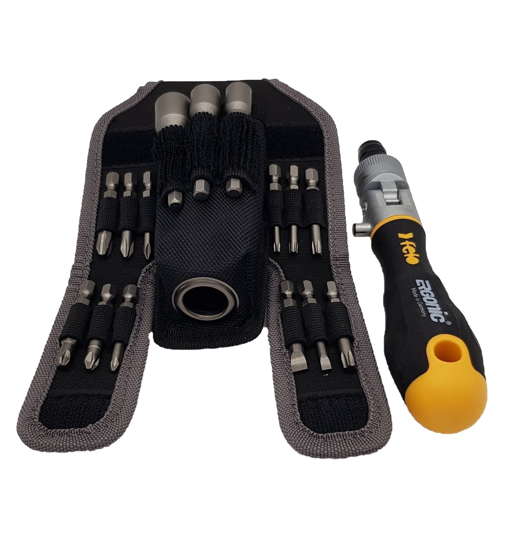 Felo Трещотка поворотная Ergonic K с набором бит в чехле, 16 шт 06071604 — миниатюра 3