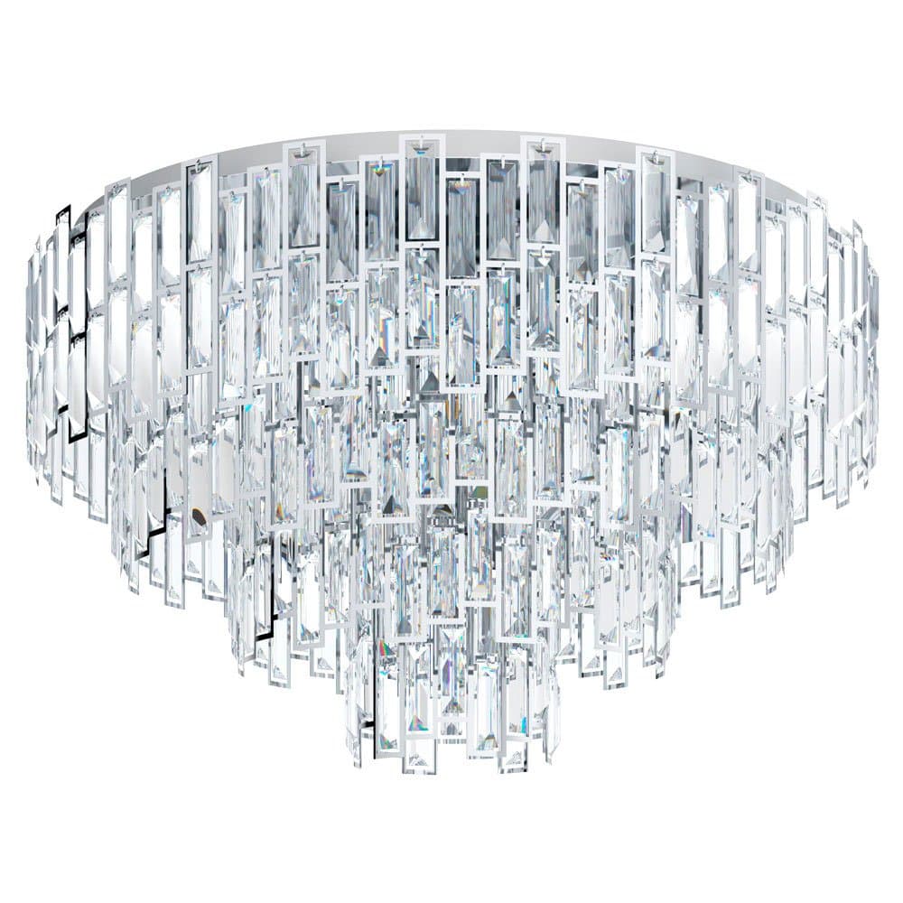 Eglo AGRIGENTO Светильник потолочный , 10x25W(E14), Ø780, H680, сталь, хром/хрусталь, прозрачный 39625
