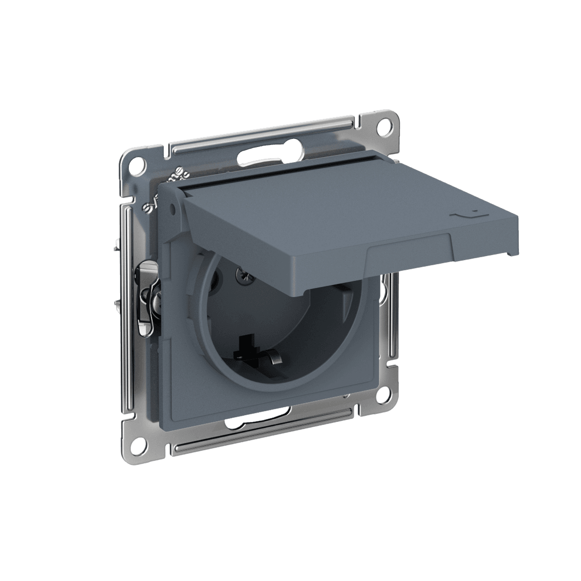 Systeme Electric AtlasDesign Грифель Розетка с заземл. со шторк. с крышкой, 16А,IP20,мех., быстрозажим. клем.
