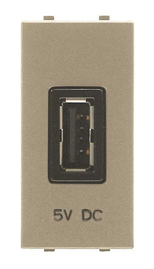 ABB Механизм USB зарядного устройства, 1М, 2000 мА, 5В, серия Zenit, цвет шампань 2CLA218520N1901