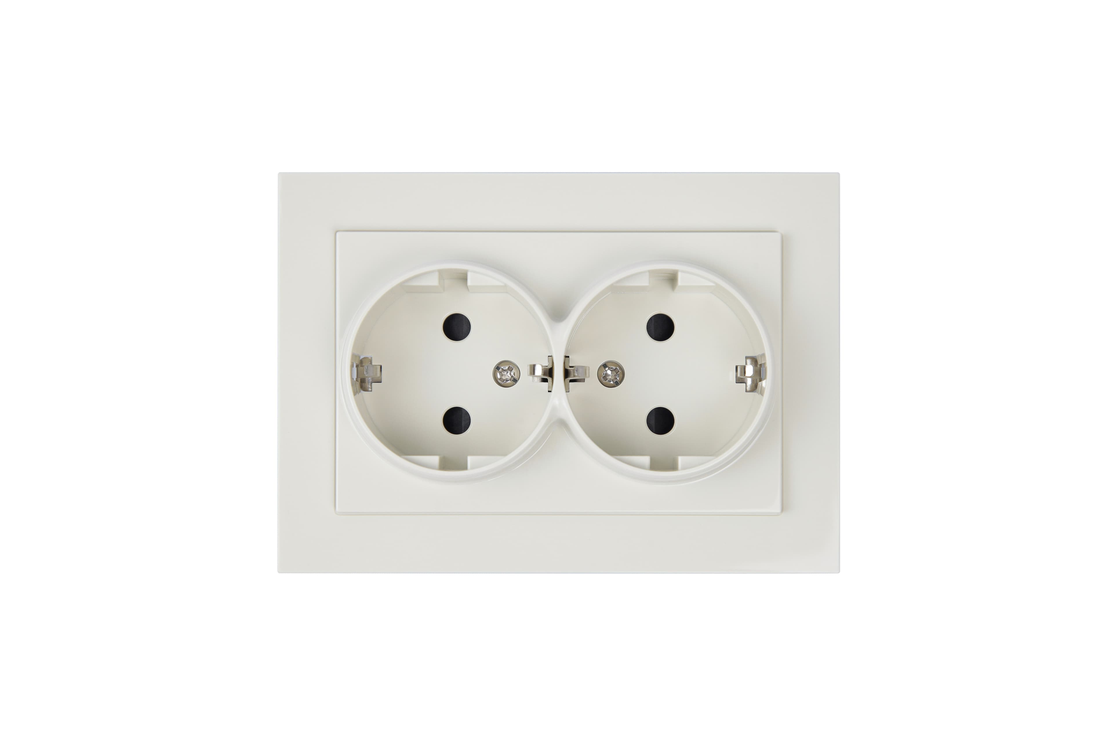 Jasmart G Слоновая кость Розетка с/з двойная со шторками 16A 250V~ 2P+T