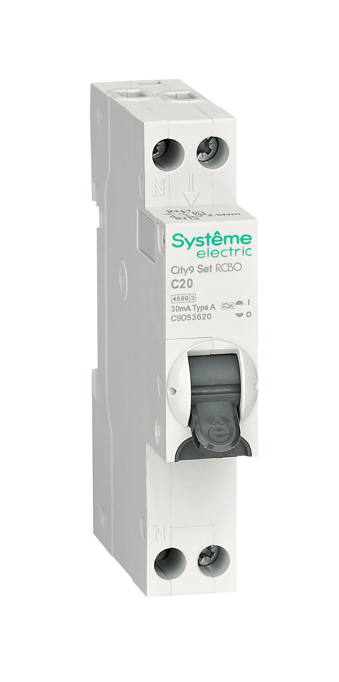 Systeme Electric City9 АВДТ 1П+Н C20 4500A 30мА A 18мм