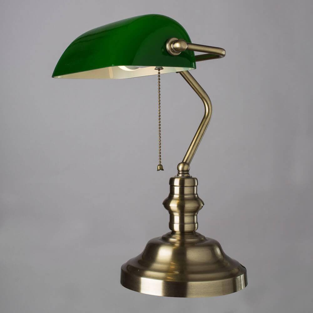Arte Lamp Banker Бронза/Зеленая Лампа настольная офисная 1x60W 1xE27 A2492LT-1AB — миниатюра 2