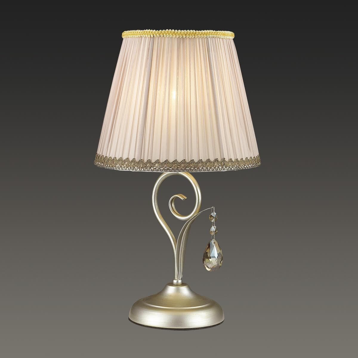 Odeon Light 3924/1T ODL18 527 мат.серебро/перламутр/ткань/стекло/хрусталь Настольная лампа IP20 E14 40W 220V MAR — миниатюра 2