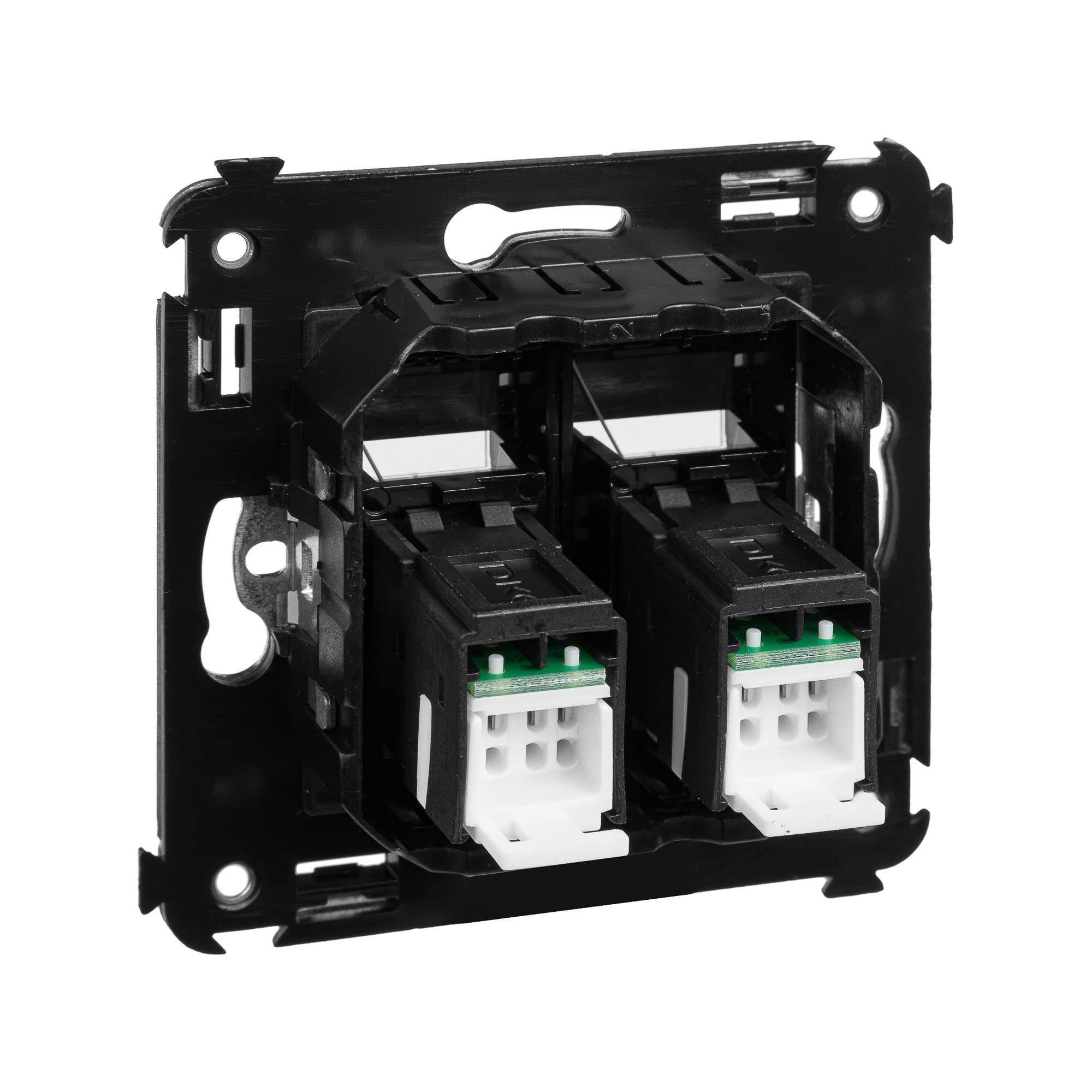 DKC Компьютерная розетка RJ-45 в стену, кат.5e двойная, "Avanti", "Черный матовый" — миниатюра 4
