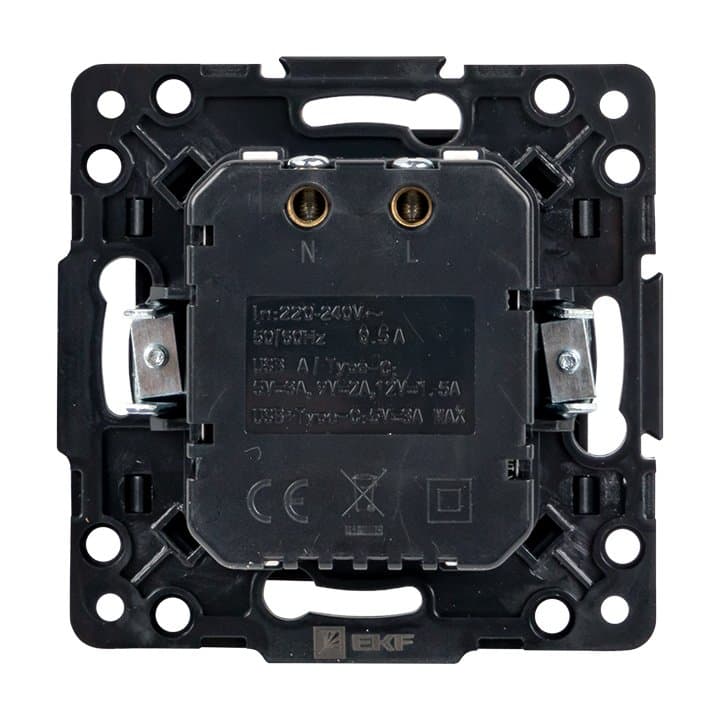 EKF PROxima Стокгольм Черный Розетка с 2USB type A+C — миниатюра 5
