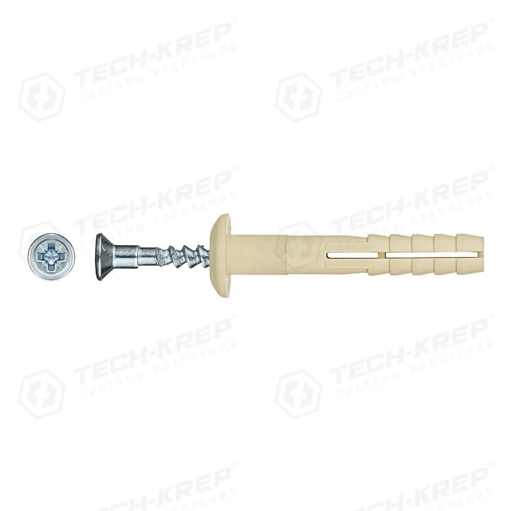Tech-Krep Дюбель-гвоздь 6L40 гриб.манжета (нейлон) (150 шт) - ведро 101331 — миниатюра 1