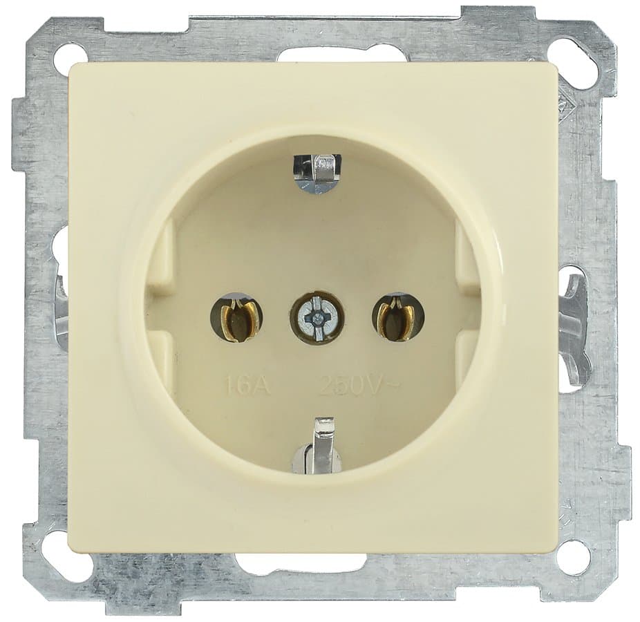 IEK РС11-1-0-Б Розетка с з/к 16А BOLERO кремовый ERB11-K33-16