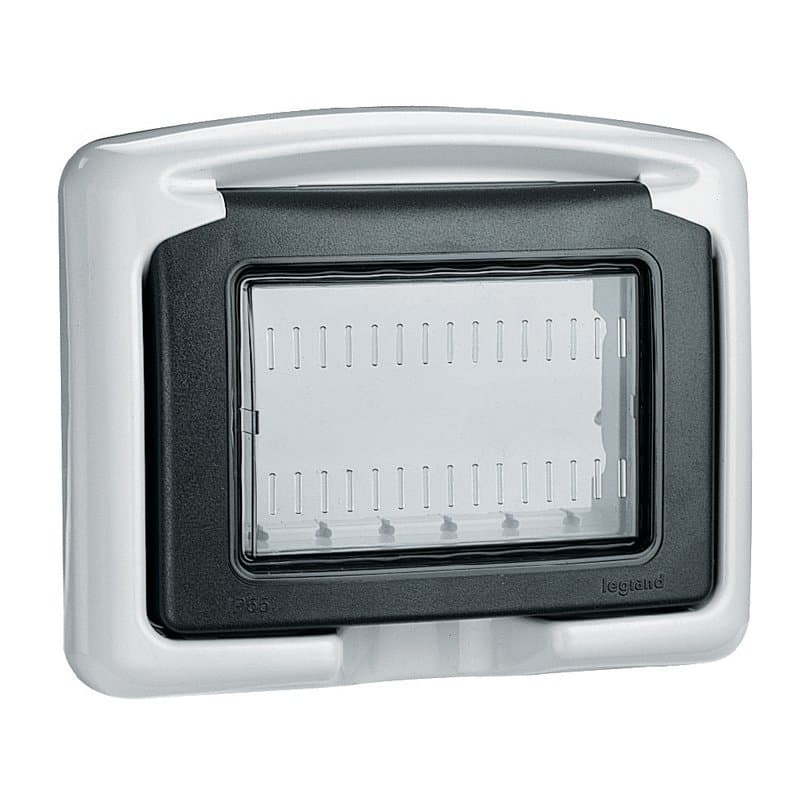 Legrand Plexo Белый Адаптер для трехмодульных механизмов Mosaic с мембраной IP55 IK07 680633 — миниатюра 1