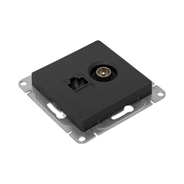 EKF Механизм розетки TV+RJ45 (cat5), чёрный Эпика — миниатюра 11