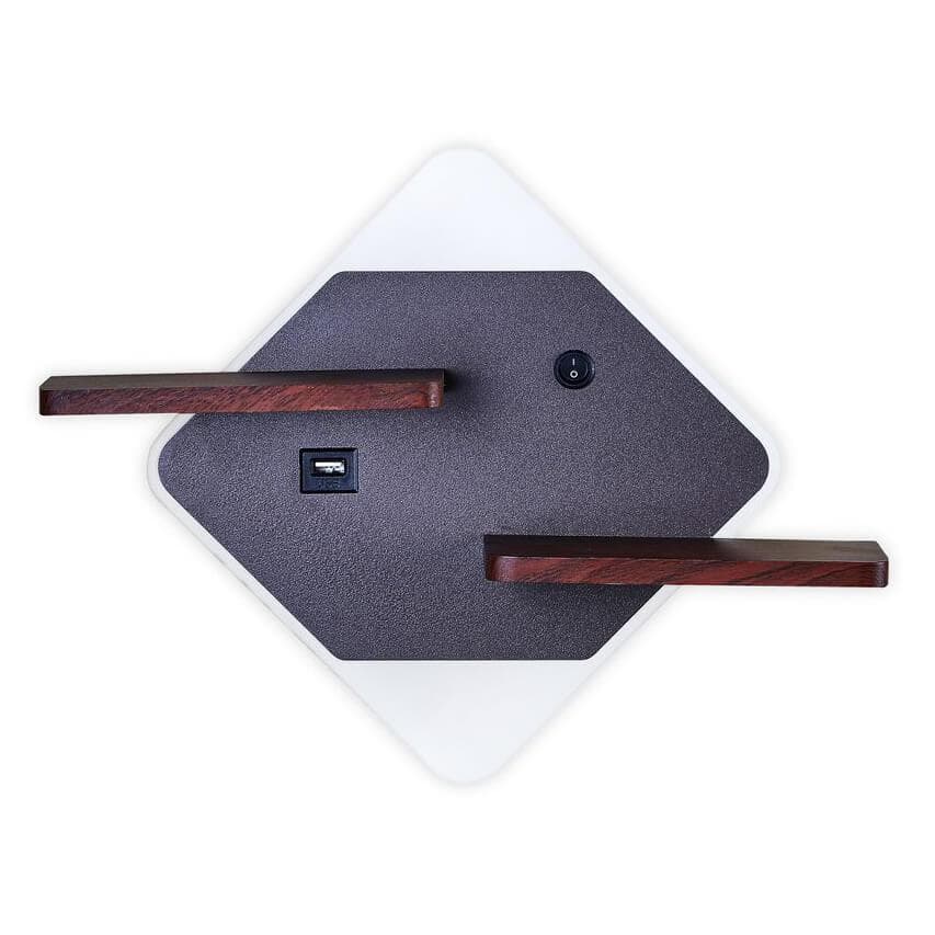 Ambrella Настенный светодиодный светильник с выключателем, USB и полкой FW101 CF/WD кофе/дерево LED 3000K/4200K/6400K 12W 340*250*105