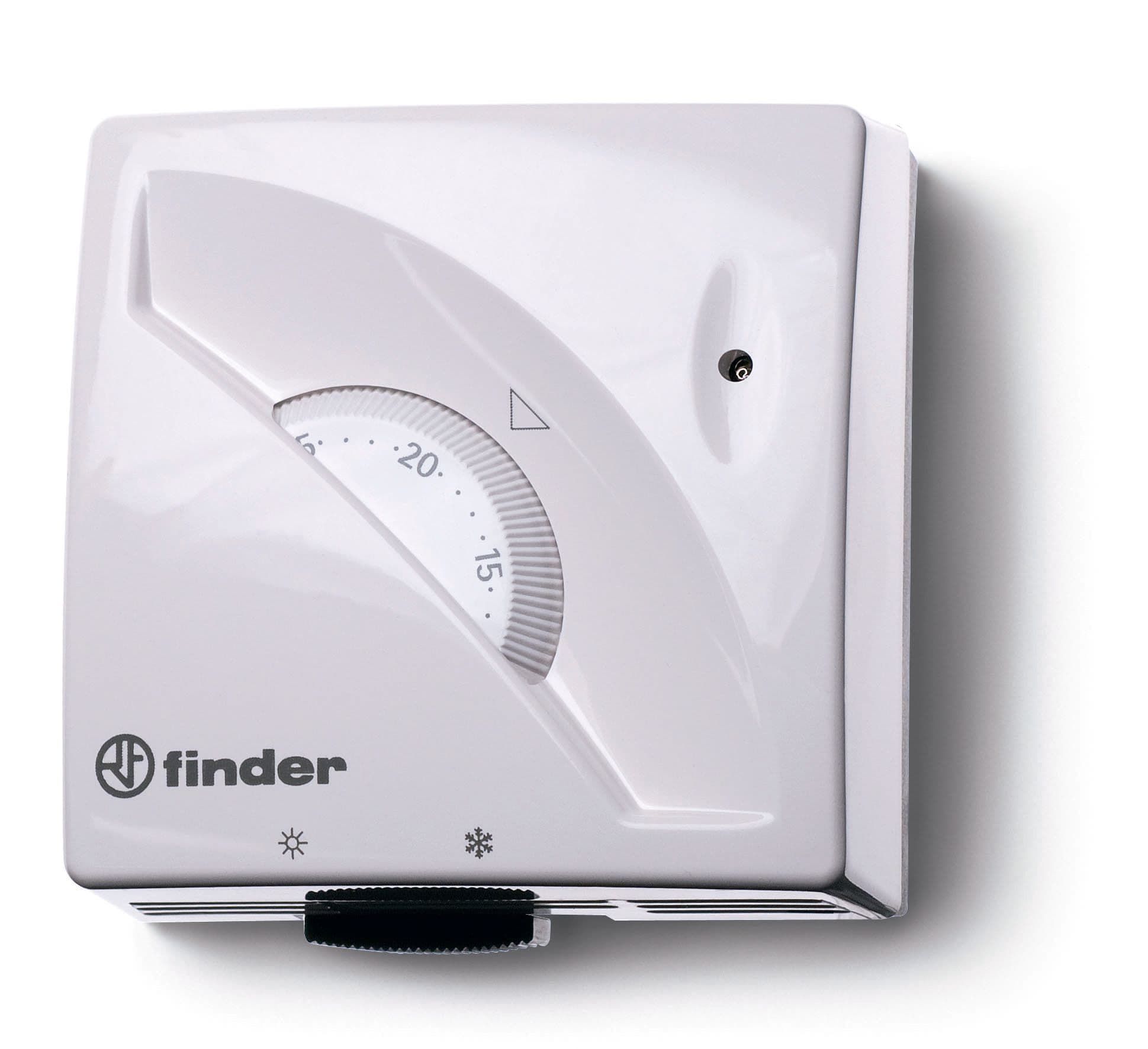 Finder Комнатный термостат; 1СО 16А; монтаж на стену; поворотная ручка; переключатель ЛЕТО/ЗИМА цвет белый 1T012