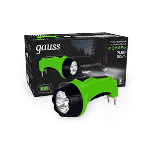 Gauss Фонарь ручной модель GFL105 7LED 60lm lead acid 700mAh LED 1/12/72 GF105 — миниатюра 1