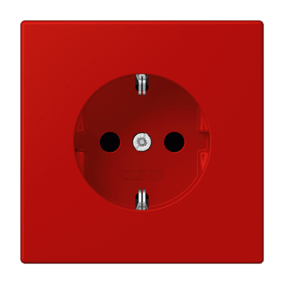 JUNG LS 990 Розетка с/з с защитными шторками, безвинт. зажим Rouge vermillon 31(32090) LC1520KI32090
