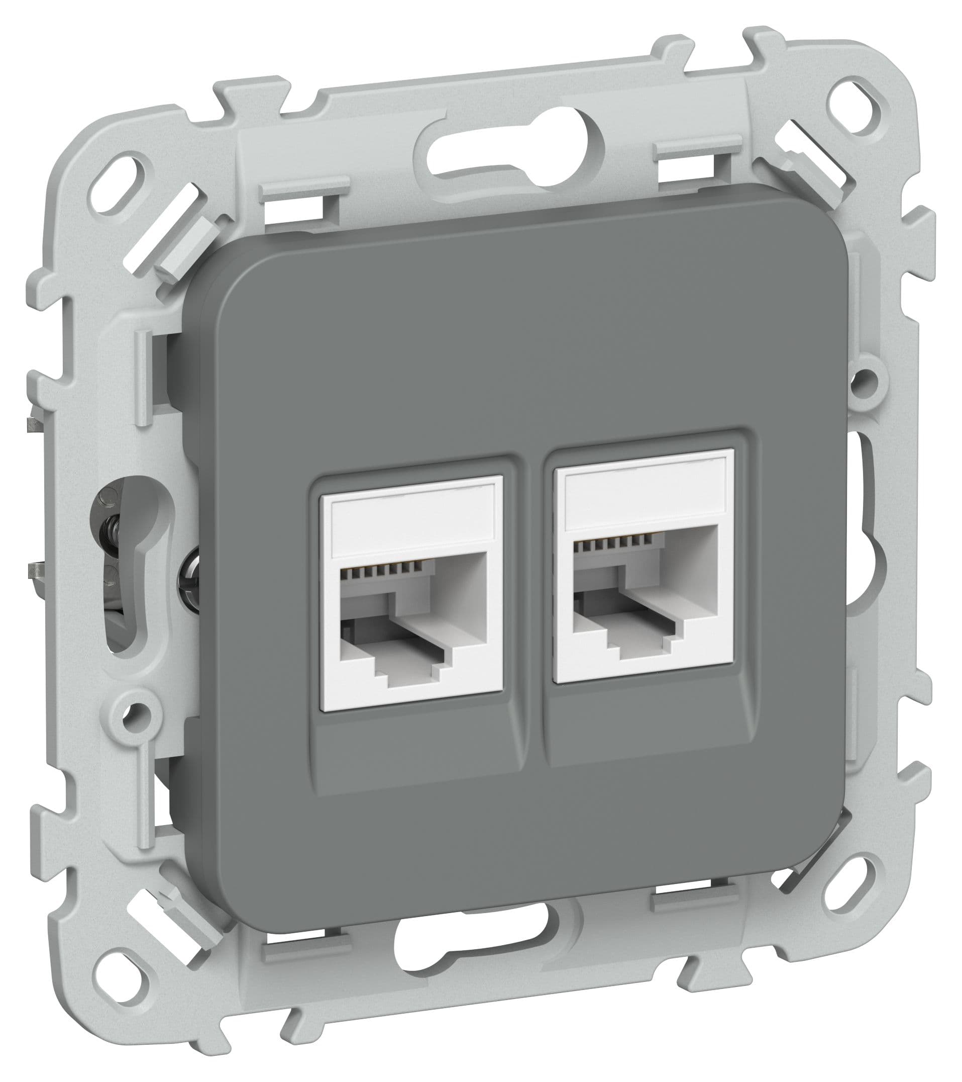IEK FLITE Мокрый асфальт Розетка 2-местная компьютерная RJ45 категория 5Е UTP — миниатюра 1