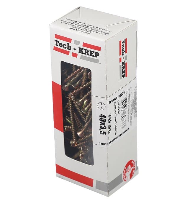 Tech-Krep Саморезы универсальные  40х3,5 мм (200 шт) желтые - коробка с ок. 102236