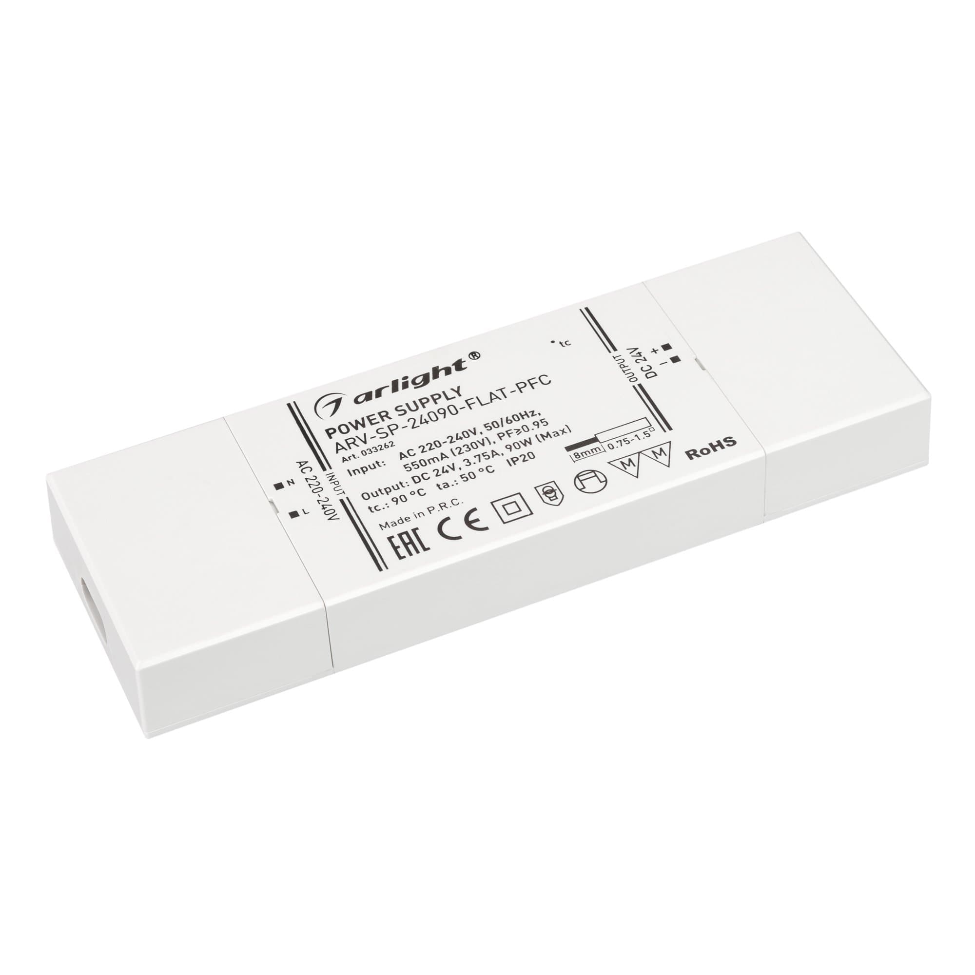 Arlight Блок питания ARV-SP-24090-FLAT-PFC (24V, 3.75A, 90W) (IP20 Пластик, 5 лет) 033262 — миниатюра 1
