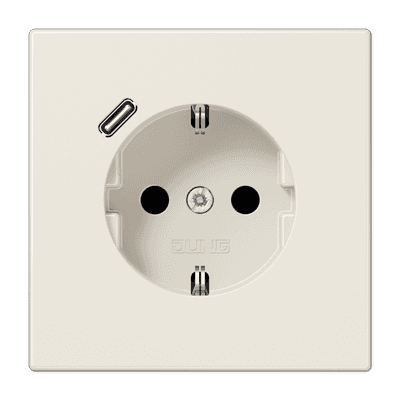 JUNG Розетка SCHUKO® с USB-зарядным устройством, тип С термопласт слоновая кость LS1520-18C