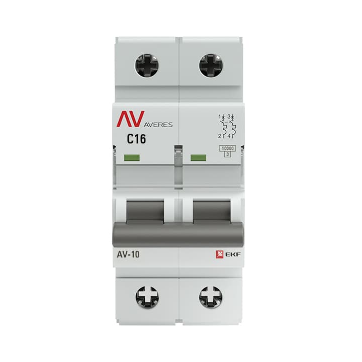 EKF Averes AV-10 Автоматический выключатель (С) 2P 16А 10kA mcb10-2-16C-av — миниатюра 2