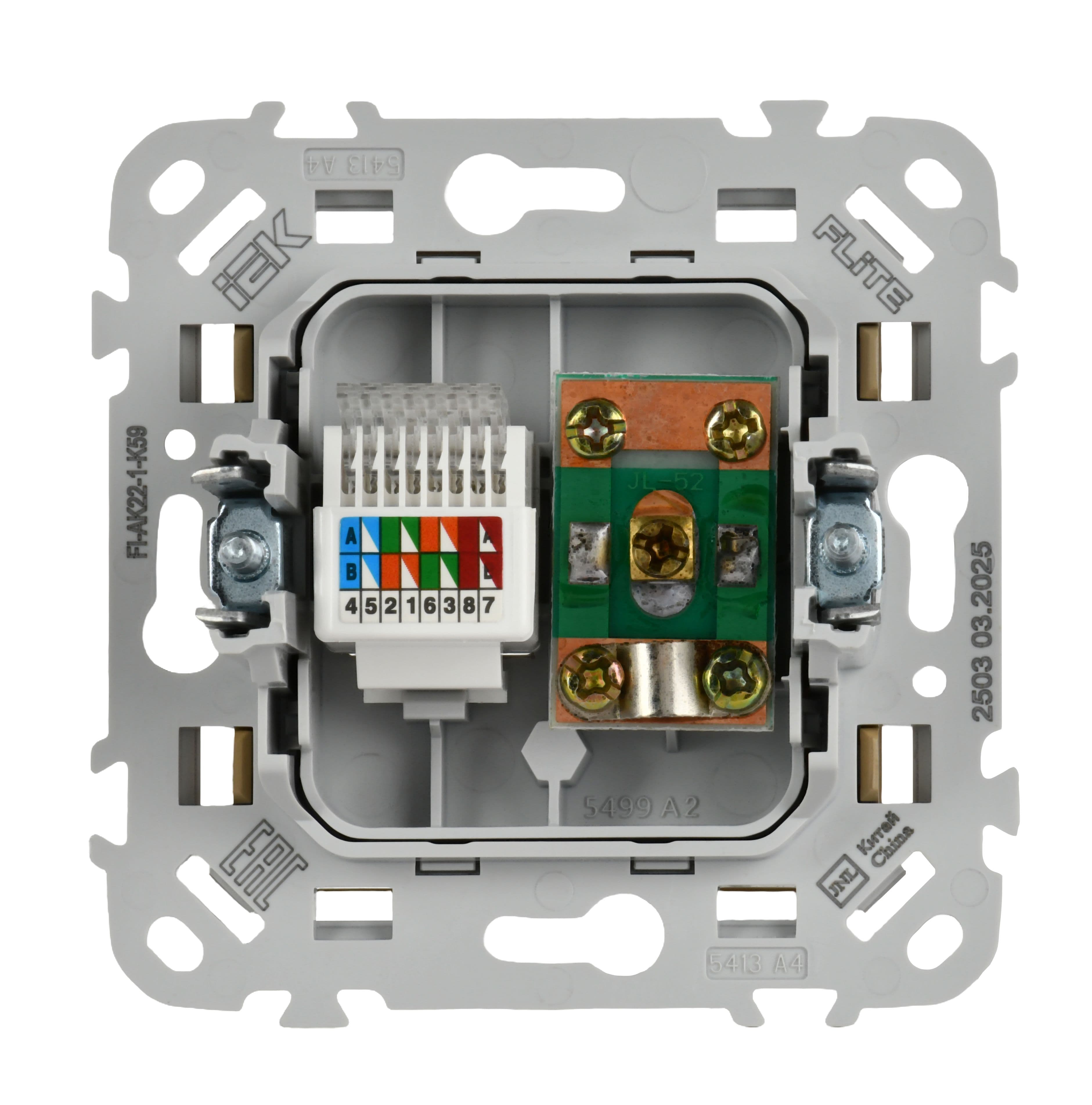 IEK FLITE Хаки Розетка 2-местная RJ45/TV категория 5Е UTP — миниатюра 3