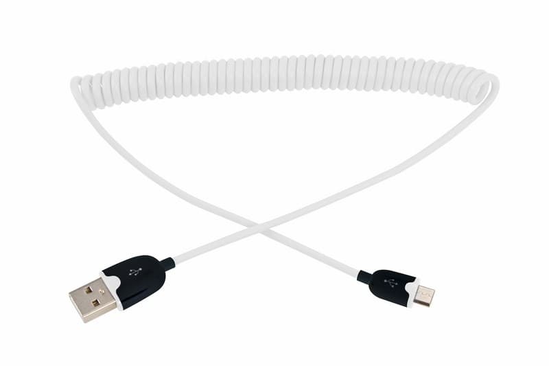 USB кабель универсальный microUSB шнур витой 1,5М белый Rexant 18-4301