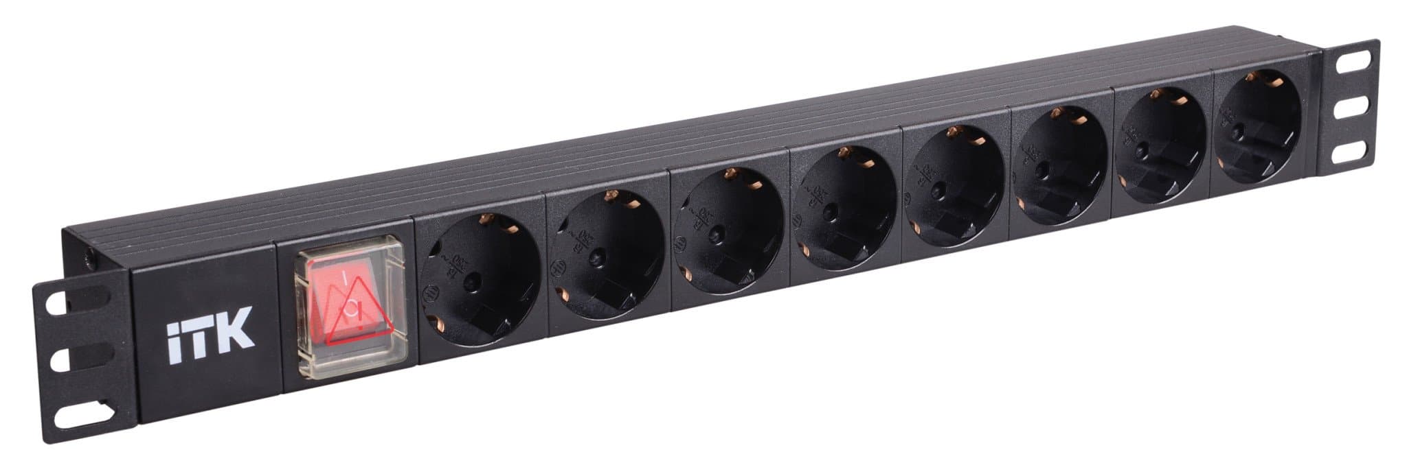 IEK ITK PDU Блок: 8 розеток, с LED выкл.,1U, шнур 2м, вилка, немецкий стандарт PH12-8D1
