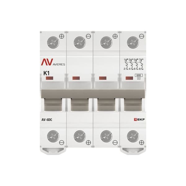 EKF Выключатель автоматический AV-6 DC 4P 1A (K) 6kA AVERES — миниатюра 4