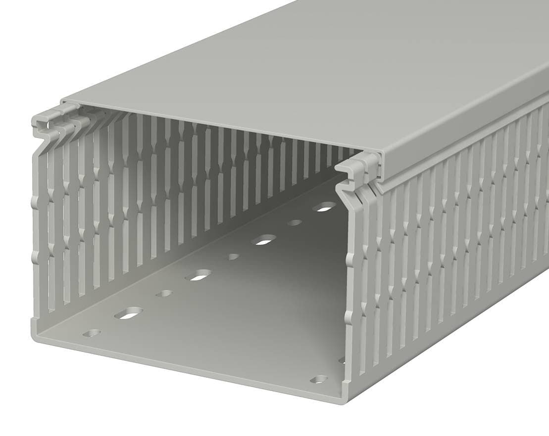 OBO Bettermann Кабель-канал перфорированный распределительный LK4 N 80x120x2000 мм (перфокороб) ПВХ, серый RAL7030 6178236 — миниатюра 1