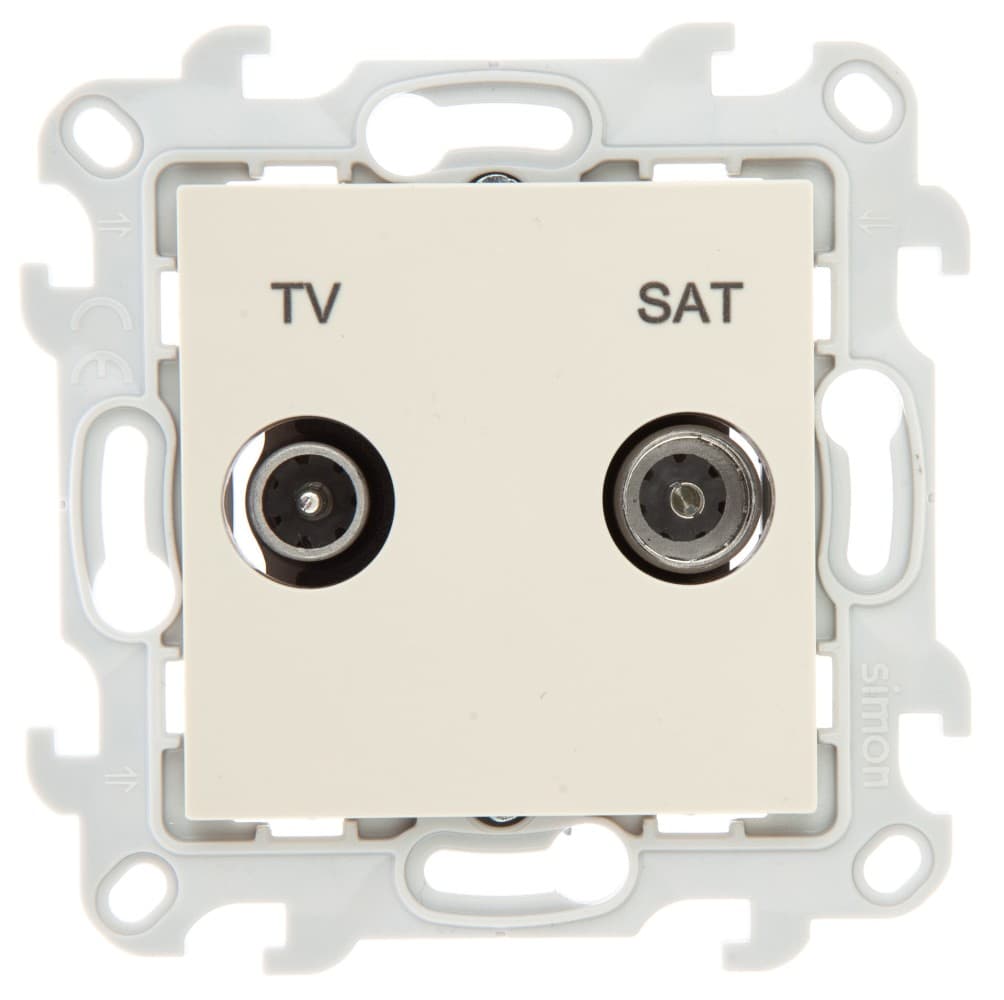 Simon 24 Слоновая кость Розетка TV-SAT одиночная 2410487-031 — миниатюра 1