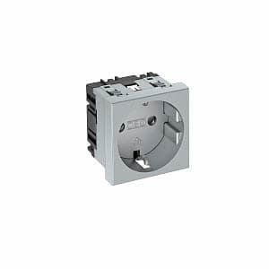 OBO Bettermann Розетка силовая 0° одинарная 2К+З, 1 модуль Modul45, 45х45 мм, со шторками, 16А 250В алюминиевый 6120018 — миниатюра 2