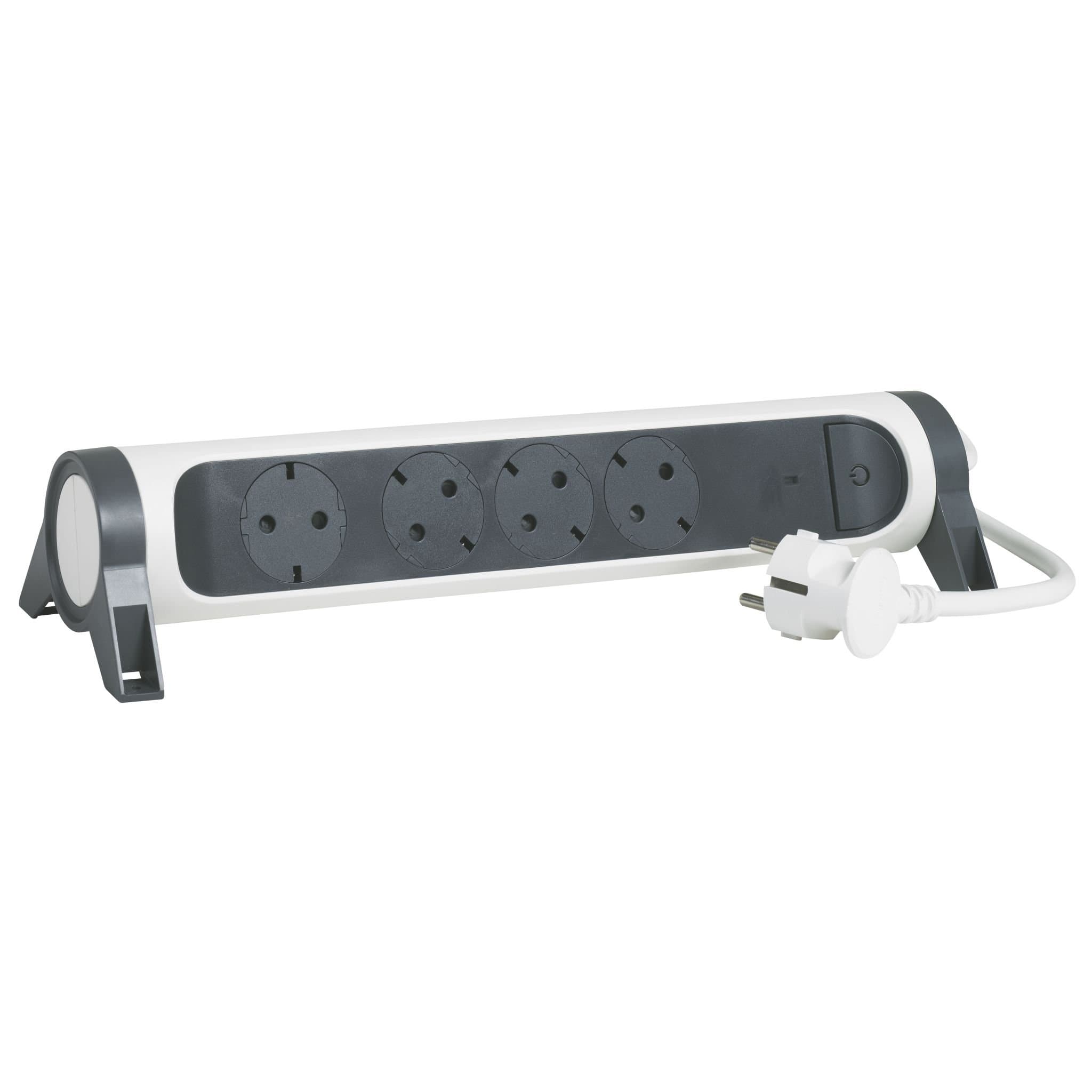 Legrand Revolution Комфорт Бело-черный Удлинитель 6x2К+З с выкл., кабель 1,5м, плоские розетки, с ИПМ и защитой от перегрузки, фиксируемый поворотный 694525 — миниатюра 4