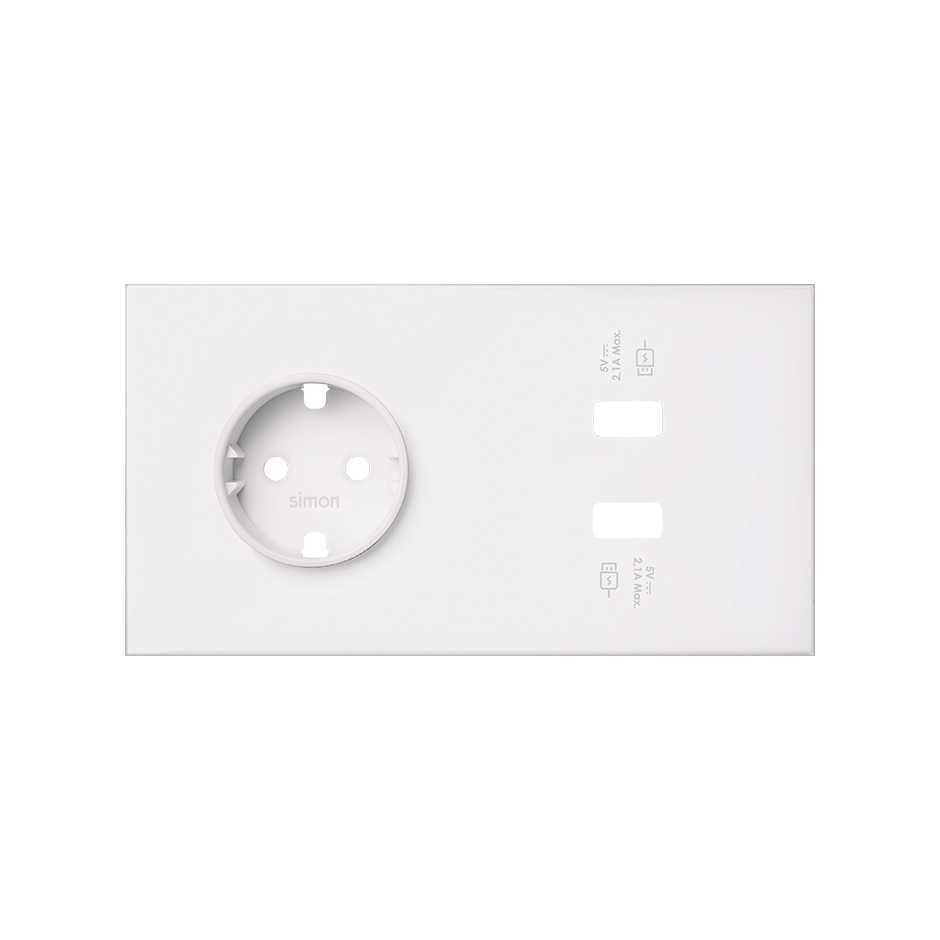 Simon 100 Белый матовый Кит 2 поста, фронт. Накладка на 1 розетку Schuko + 2 з/у USB SC 10020210-230