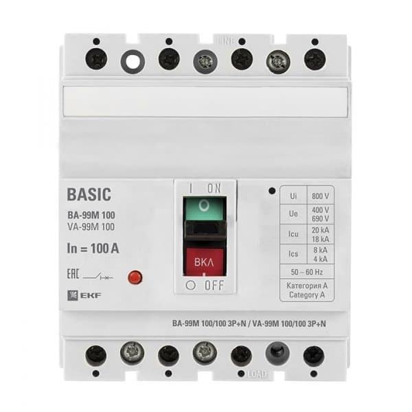 EKF PROxima Автоматический выключатель ВА-99М 100/100А 3P+N 35кА