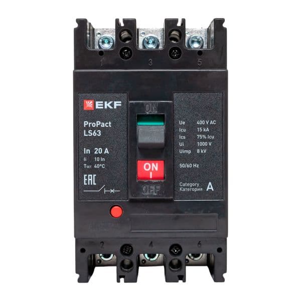 EKF Выключатель автоматический в литом корпусе ProPact LS63 20А 3P 15кА — миниатюра 2