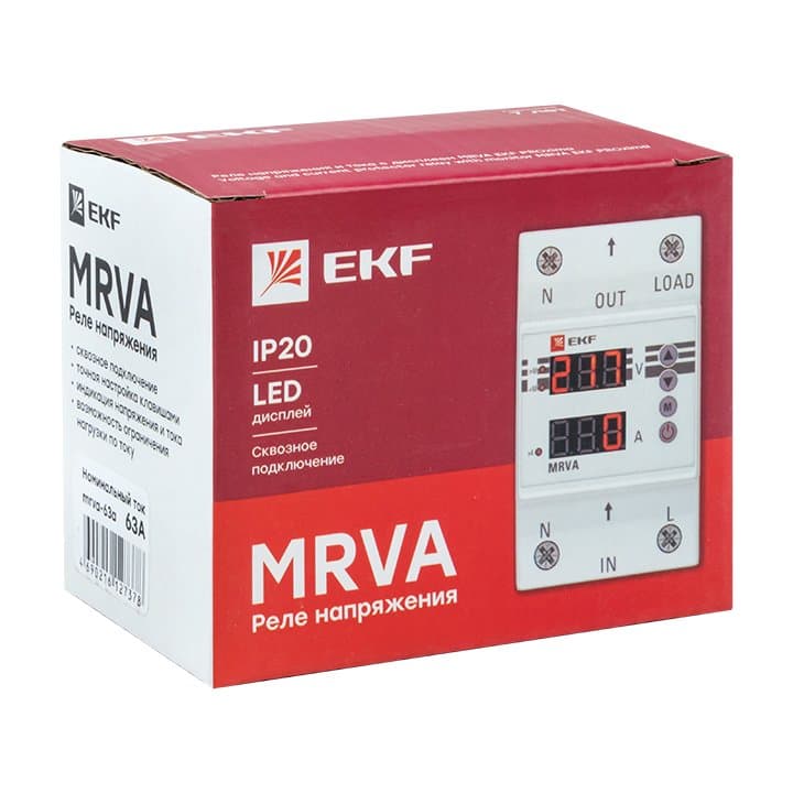 EKF PROxima Реле напряжения и тока с дисплеем MRVA 63A — миниатюра 2