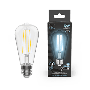 Gauss Лампа Filament ST64 10W 970lm 4100К Е27 LED 1/10/40 157802210 — миниатюра 1