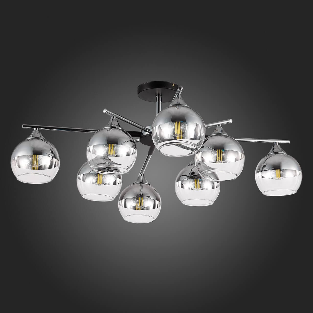 Evoluce SLE106502-08 Светильник потолочный Черный, Хром/Хром, Прозрачный E27 8*60W — миниатюра 2