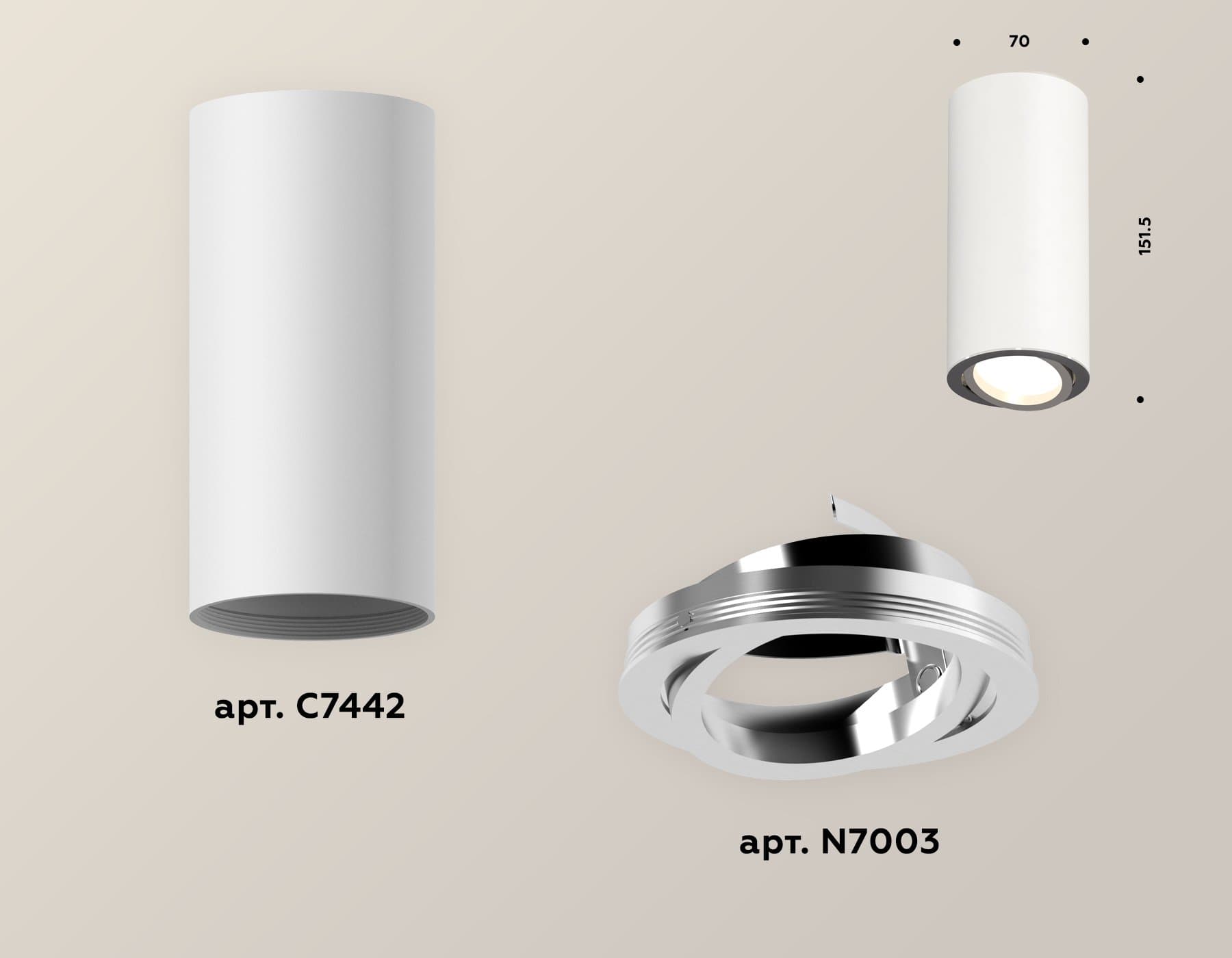 Ambrella Комплект накладного светильника XS7442003 SWH/PSL белый песок/серебро полированное MR16 GU5.3 (C7442, N7003) — миниатюра 2