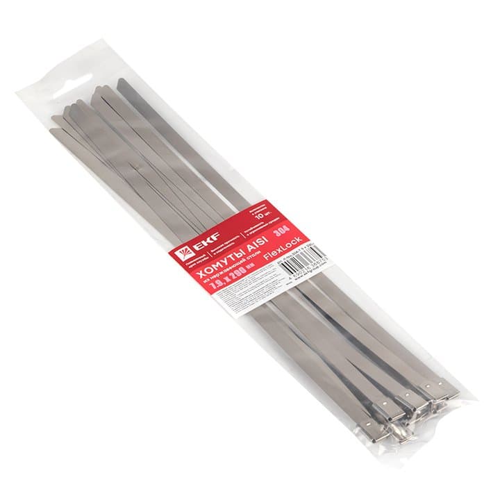 EKF PROxima Хомут AISI 304 из нержавеющей стали, 7.9x290 (10 шт.) FlexLock — миниатюра 2