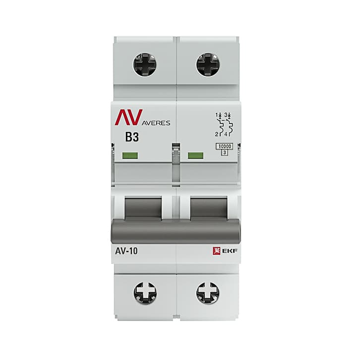 EKF Averes AV-10 Автоматический выключатель (B) 2P 3А 10kA mcb10-2-03B-av — миниатюра 2