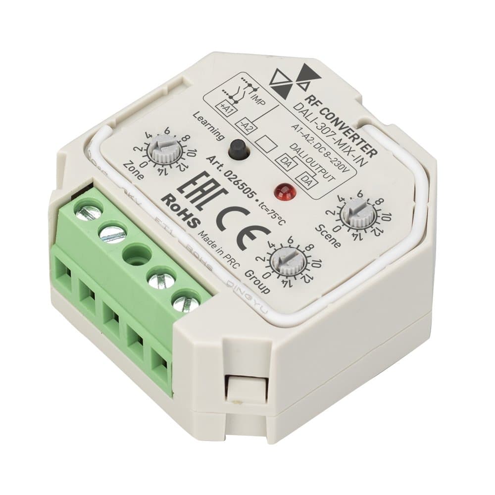Arlight INTELLIGENT Конвертер RF-сигнала DALI-307-MIX-IN (DALI-BUS, RF, PUSH) (INTELLIGENT Пластик) 026505