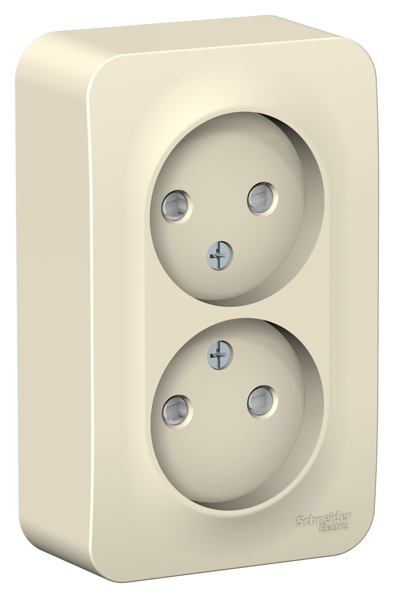 Systeme Electric Blanca наруж Молочная Розетка 2-ая б/з со шторками 16А, 250В, изолир. пластина — миниатюра 2