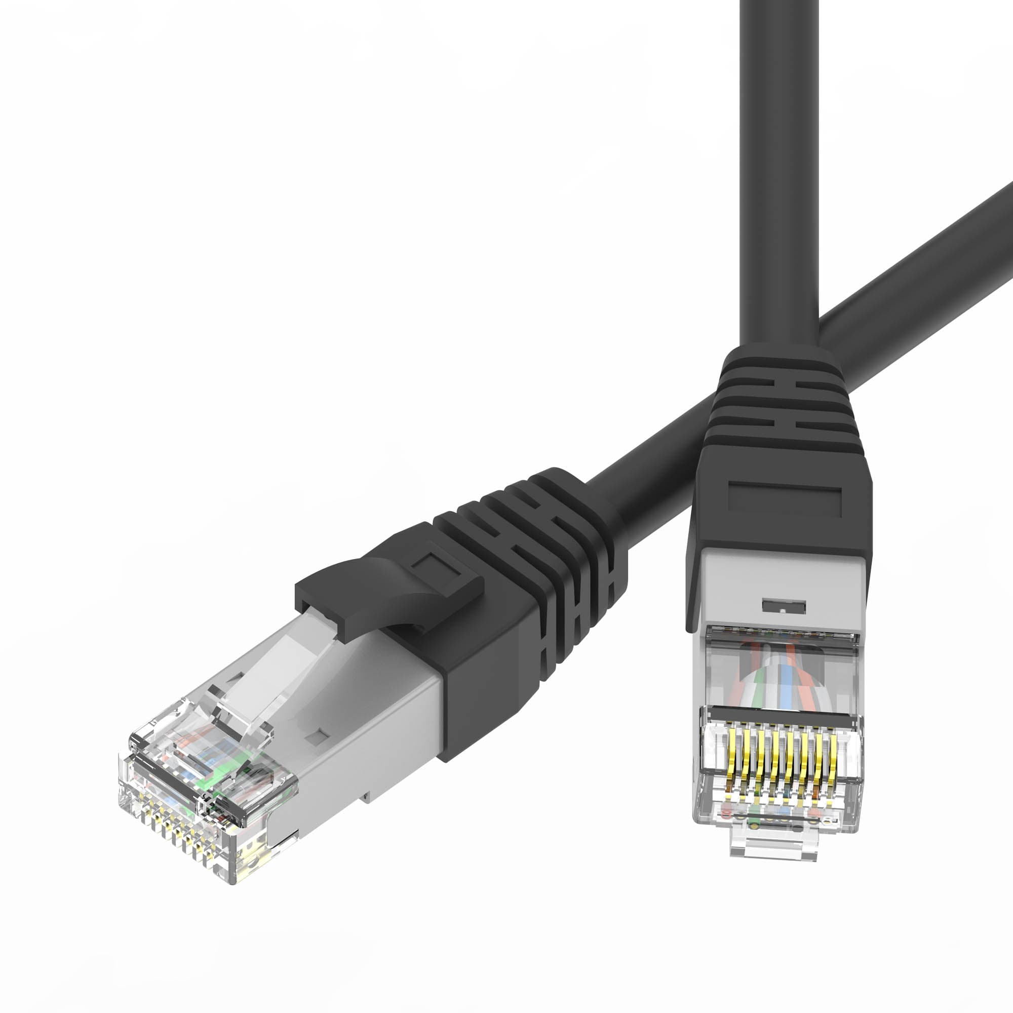 DKC Патч-корд экранированный SLIM CAT6A S/FTP 4х2, 28 AWG, LSZH, чёрный, 0,2м