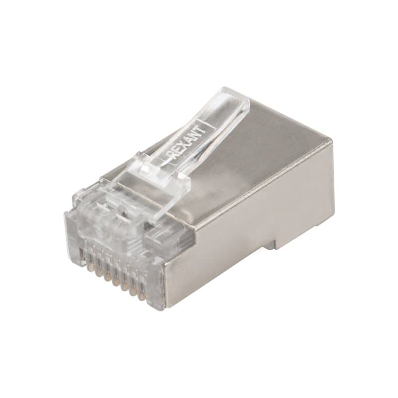 Разъем сетевой LAN на кабель, штекер 8Р8С (Rj-45), под обжим, в экране, (10шт.) Rexant 06-0082-A10