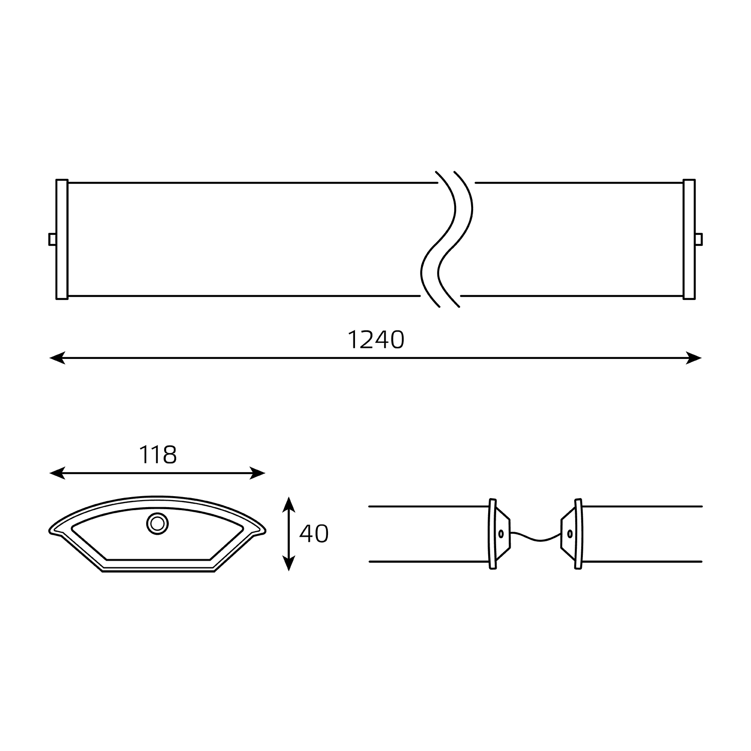 Gauss Светильник ДПО 11-2*18-001 ЛАЙТ 1240*118*40мм IP40 для светодиодных ламп 2*1200мм, 1/2 909427212 — миниатюра 4