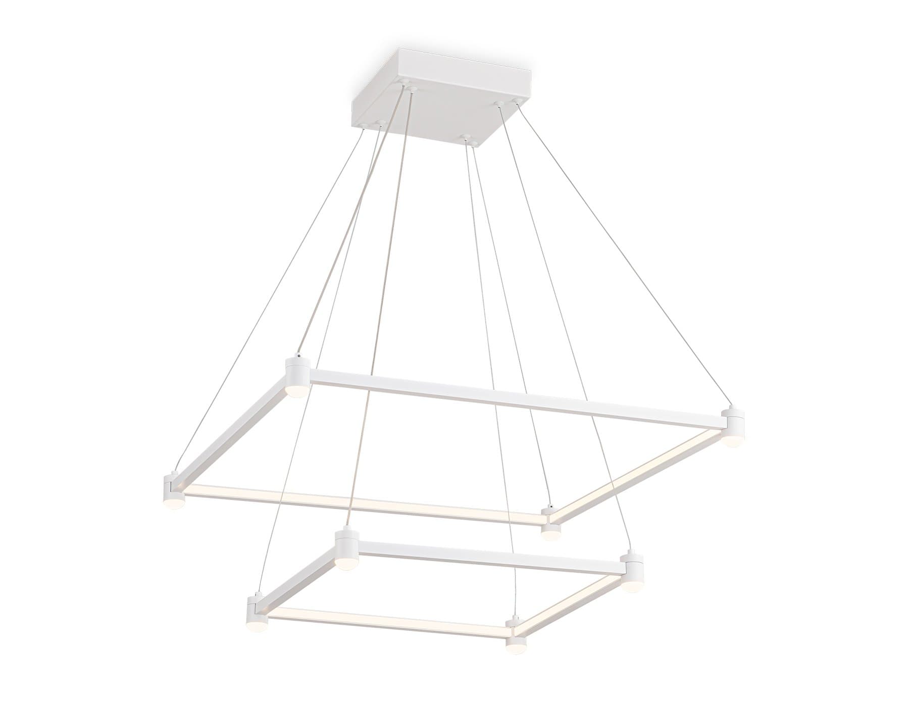 Ambrella Светильник подвесной светодиодный FL5595/2+8 WH белый 60W 3000K/4200K/6400K 600*600*1300 (без ПДУ) — миниатюра 2